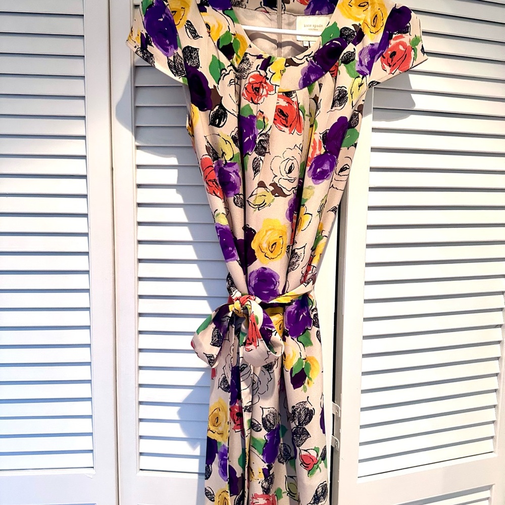 Kate Spade Purple and Green and Yellow and Green Floral Dress